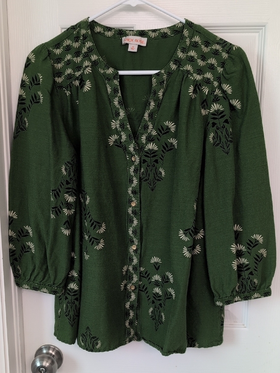 Knox Rose Tops - Knox Rose Boho Green Floral Print Blouse